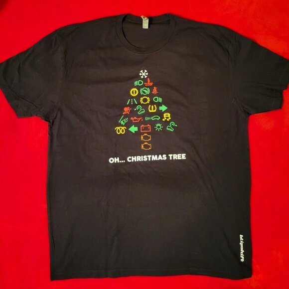 Blipshift Oh... Christmas Tree Shirt Size XL Black Warning Lights Next Level Tag - Picture 1 of 6
